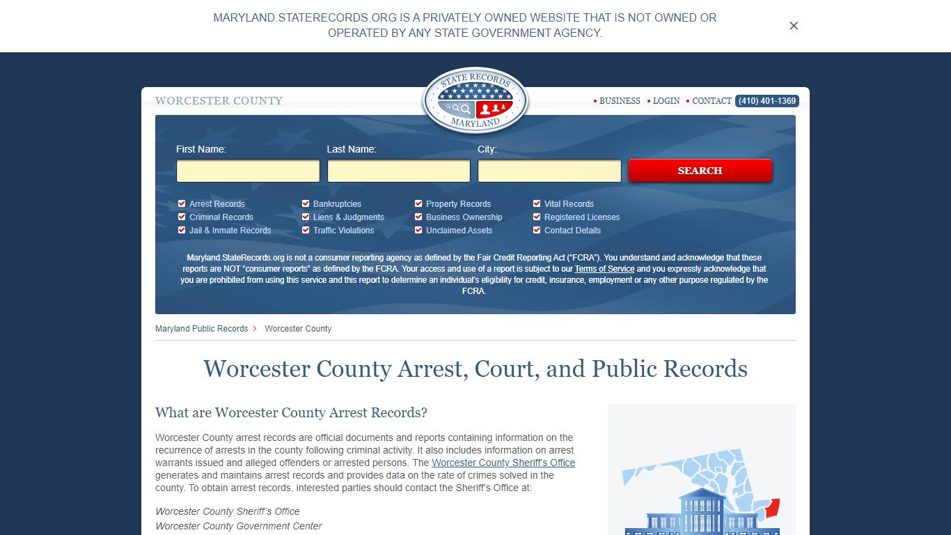 Worcester County Arrest, Court, and Public Records